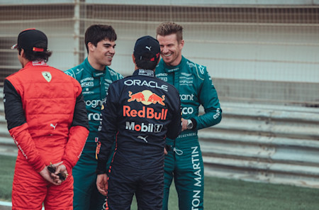 Lance and Nico catch up with Sergio Perez ahead of the Class of 2022 photo