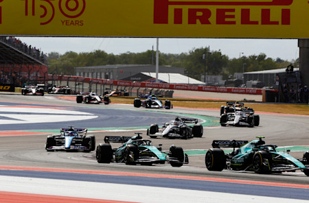 Sebastian headed Lance and Fernando Alonso on the first restart, but Lance and Alonso would make contact later in the lap.