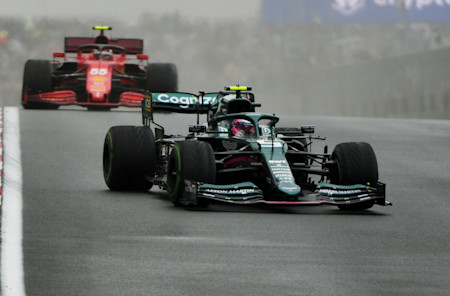 Sebastian on the Intermediate tyre at the start of the Turkish Grand Prix