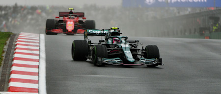 Sebastian on the Intermediate tyre at the start of the Turkish Grand Prix