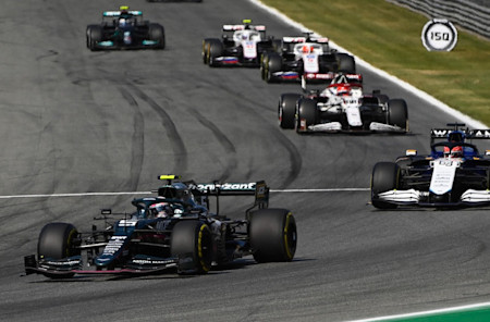 Sebastian battles in the midfield during the Italian Grand Prix