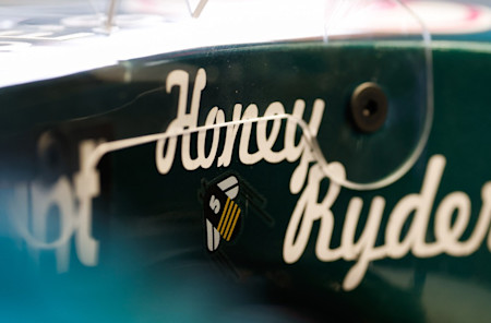 Sebastian named his AMR21 'Honey Ryder' after the famous Bond Girl, with her name emblazoned on the cockpit