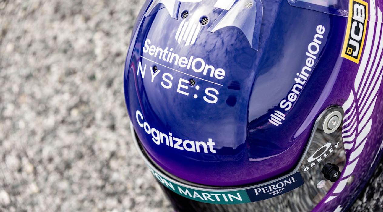 Lance Stroll's special edition SentinelOne helmet