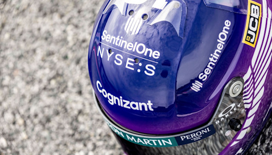 Lance Stroll's special edition SentinelOne helmet