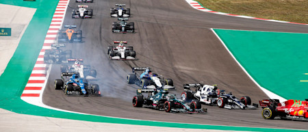 The opening lap of the Portuguese Grand Prix