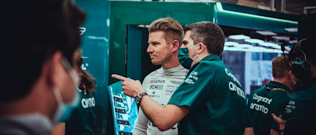 Nico debriefs with the team