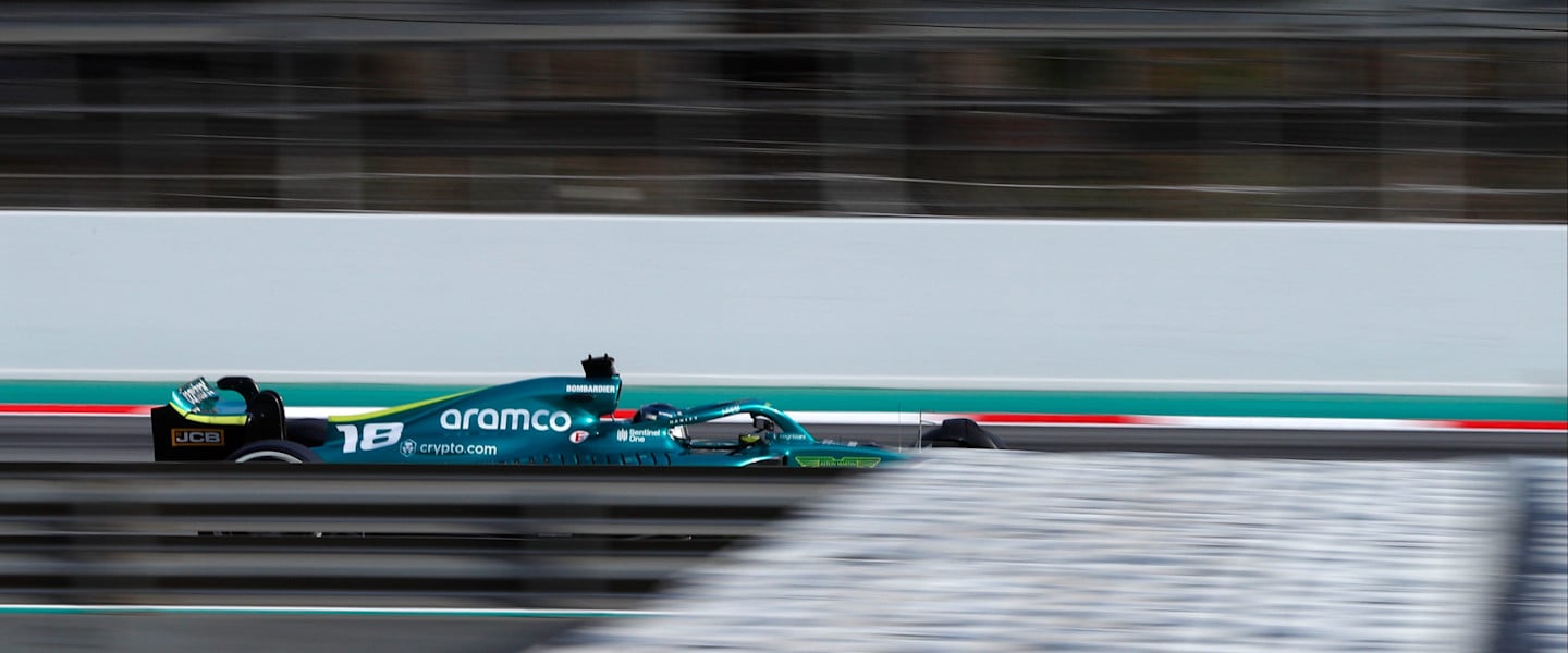 Lance Stroll tests the AMR22 in Barcelona
