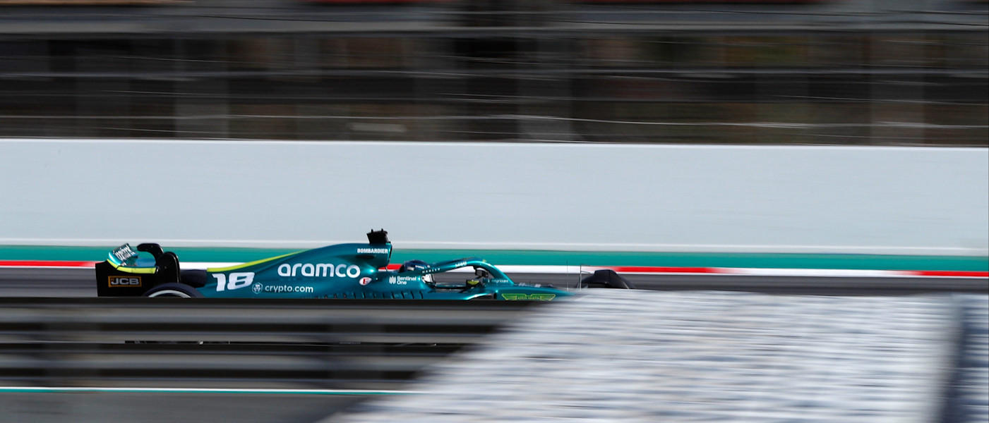 Lance Stroll tests the AMR22 in Barcelona