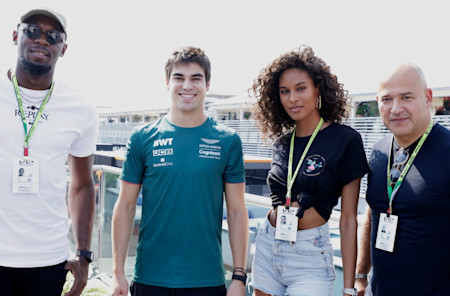 Lance meets REPLAY ambassador Usain Bolt and Cindy Bruna ahead of the Italian Grand Prix