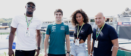 Lance meets REPLAY ambassador Usain Bolt and Cindy Bruna ahead of the Italian Grand Prix