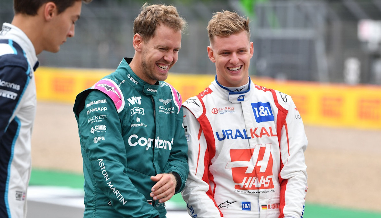 Sebastian Vettel and Mick Schumacher