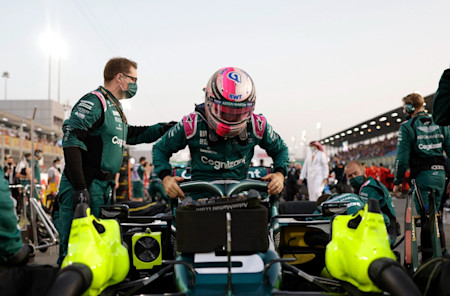 Sebastian climbs into the AMR21 as the first-ever Qatar Grand Prix draws near.