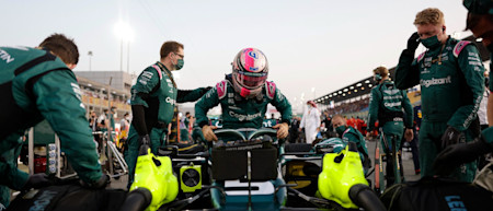 Sebastian climbs into the AMR21 as the first-ever Qatar Grand Prix draws near.