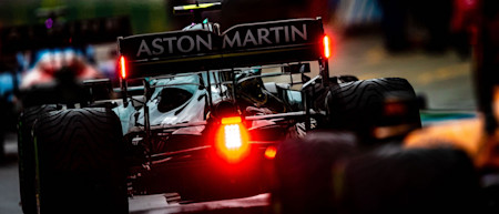The AMR21 prepares to head out for qualifying