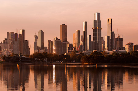The skyline of Melbourne ahead of round three of the 2022 season