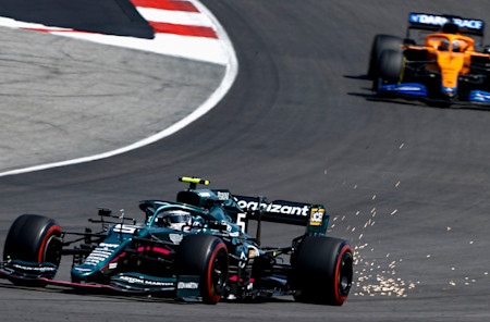 Sebastian powers down the hill at the Algarve International Circuit