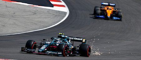 Sebastian powers down the hill at the Algarve International Circuit