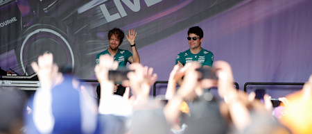 Sebastian and Lance Stroll take to the stage in front of a sea of fans