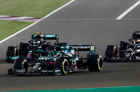 Lance keeps ahead of both Valtteri Bottas and Yuki Tsunoda as he battles his way to a sixth-place finish.