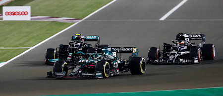 Lance keeps ahead of both Valtteri Bottas and Yuki Tsunoda as he battles his way to a sixth-place finish.