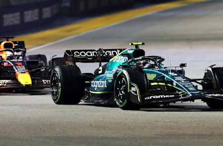 Sebastian battled with Max Verstappen at several points in the race, including the final lap.