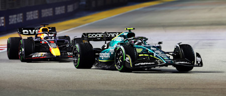 Sebastian battled with Max Verstappen at several points in the race, including the final lap.