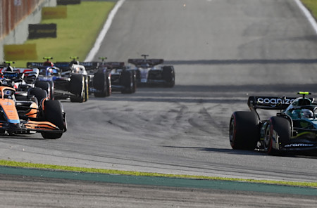 Sebastian was able to make moves early on in the Sprint, including in a battle with Daniel Ricciardo.