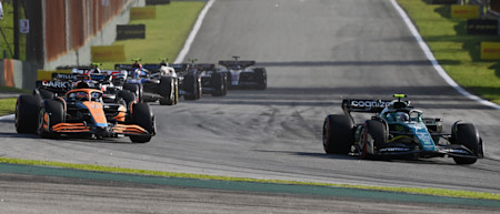 Sebastian was able to make moves early on in the Sprint, including in a battle with Daniel Ricciardo.