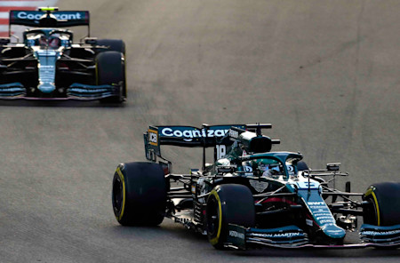 Lance leads Sebastian early in the Grand Prix