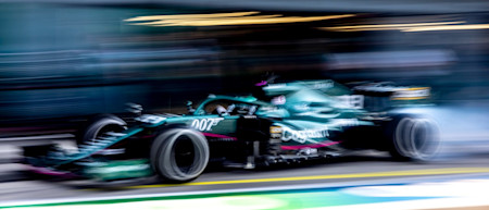 Lance exits the pitbox at Monza to head out for practice laps