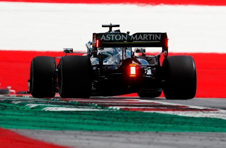 The AMR21 through the high-speed Turns Nine and 10