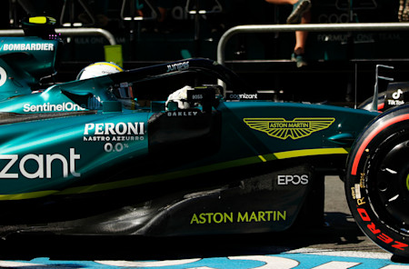 Sebastian heads out onto the circuit at the start of qualifying.