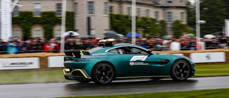 The Aston Martin Vantage Safety Car in wet conditions