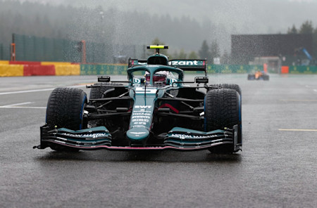 Sebastian heads to the grid for the Belgian Grand Prix