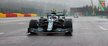Sebastian heads to the grid for the Belgian Grand Prix