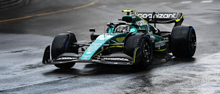 Sebastian starts on Wet tyres for the early laps of the Monaco GP