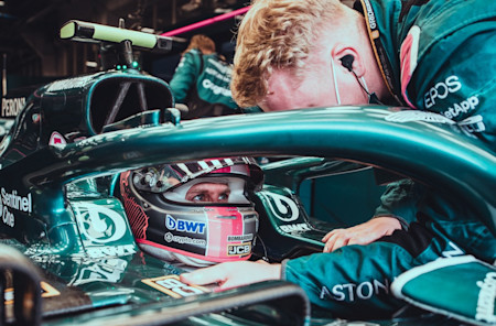 Seb gets strapped in, ready for the main event.