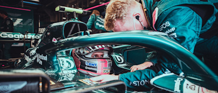 Seb gets strapped in, ready for the main event.