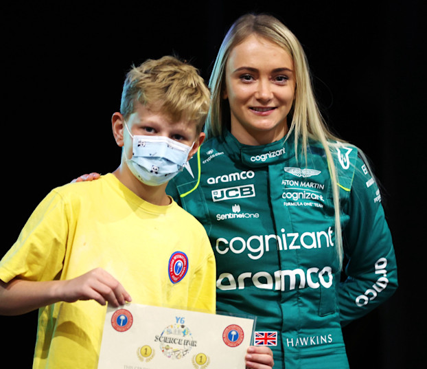 Jessica Hawkins with a student