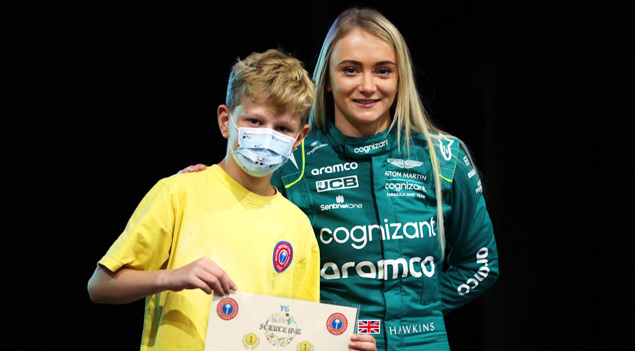 Jessica Hawkins with a student