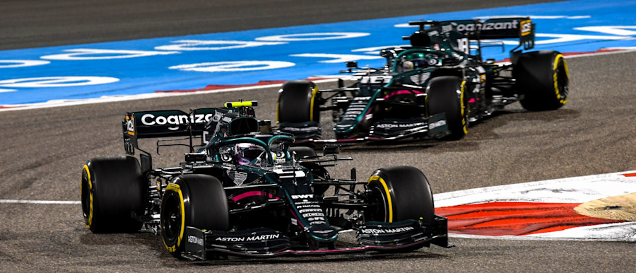 Seeing double: Sebastian leads Lance in the Bahrain GP