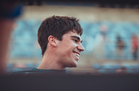 Lance is all smiles as the F1 grid lines up for a photoshoot
