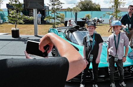 Posing with the Aston Martin Valhalla