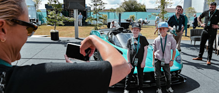 Posing with the Aston Martin Valhalla