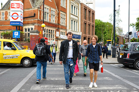 Sebastian makes his way across London