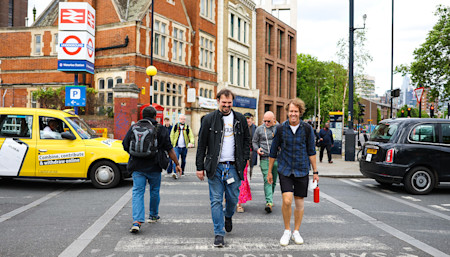 Sebastian makes his way across London