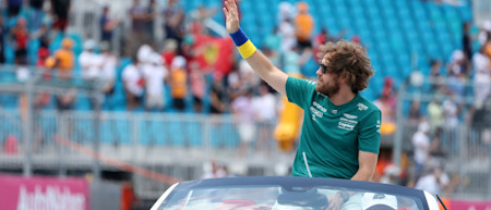 Sebastian waves to the crowd during the drivers' parade