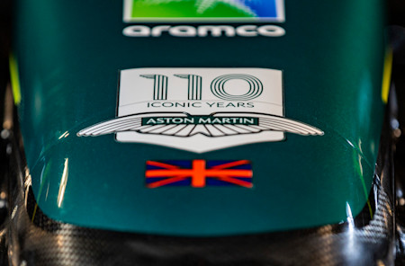 Aston Martin celebrates 110 years in 2023 and the logo on this year's car denotes this landmark anniversary.