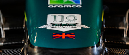 Aston Martin celebrates 110 years in 2023 and the logo on this year's car denotes this landmark anniversary.