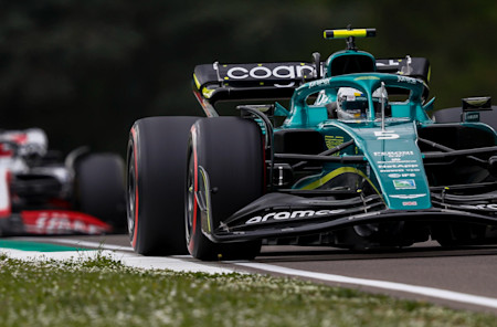 Sebastian spent most of the race attempting to keep Mick Schumacher behind